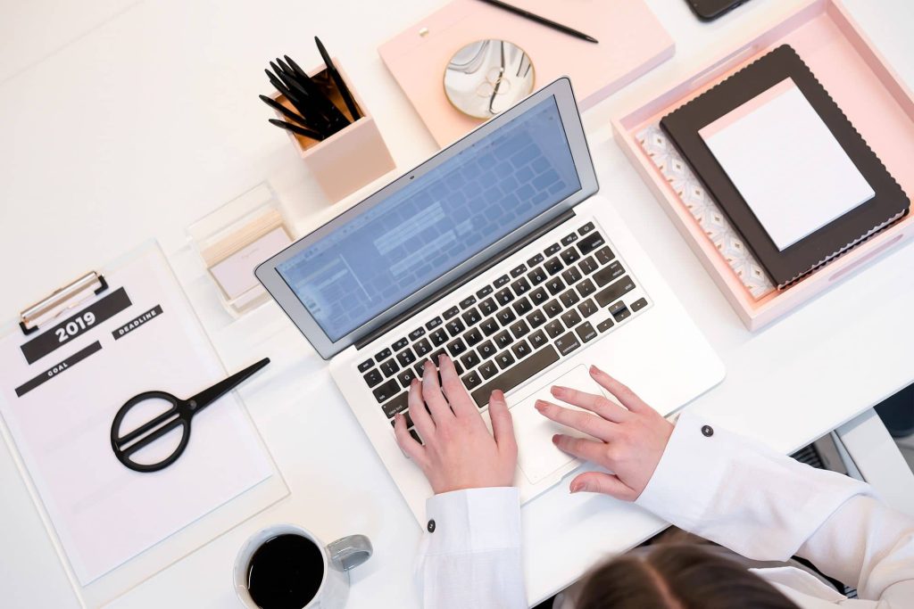 woman working at a computer